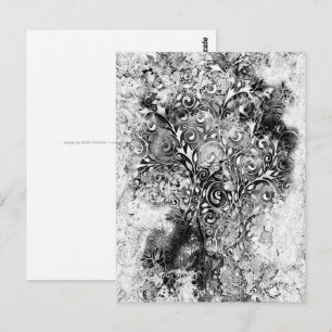 Baum des Lebens - Spiralen Blätter Grunge Stil 1 Postkarte
