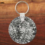 Baum des Lebens - Spiralen Blätter Grunge Stil 1 Schlüsselanhänger (Vorderseite)