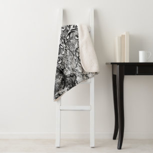 Baum des Lebens - Spiralen Blätter Grunge Stil 1 Sherpadecke