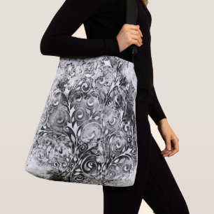 Baum des Lebens - Spiralen Blätter Grunge Stil 1 Tragetaschen Mit Langen Trägern