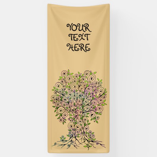 Baum des Lebens - Spiralen Blätter Obst 1 Banner (Vertikal)