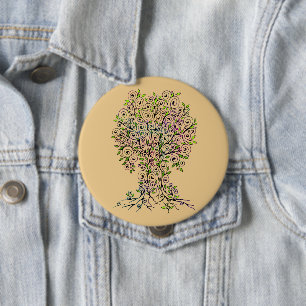 Baum des Lebens - Spiralen Blätter Obst 1 Button