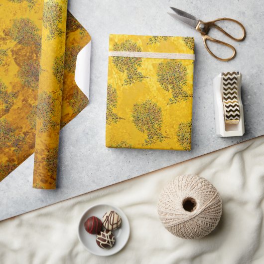 Baum des Lebens - Spiralen Blätter Obst 1 Geschenkpapier (Kunsthandwerk)