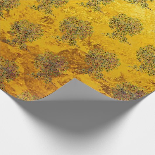 Baum des Lebens - Spiralen Blätter Obst 1 Geschenkpapier (Ecke)