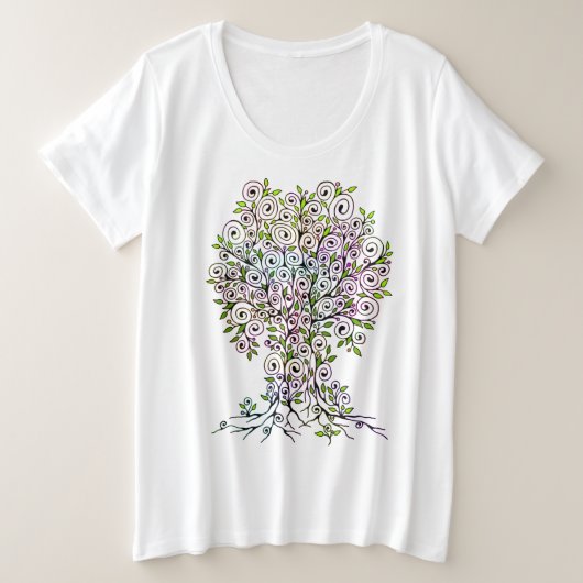 Baum des Lebens - Spiralen Blätter Obst 1 Große Größe T-Shirt (Design vorne)