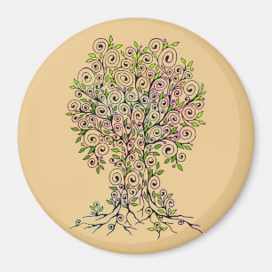 Baum des Lebens - Spiralen Blätter Obst 1 Magnet