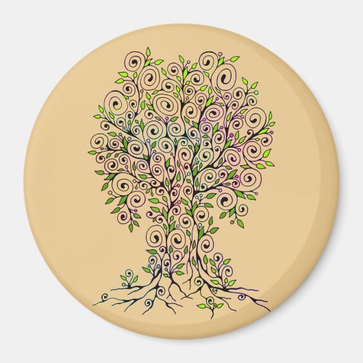 Baum des Lebens - Spiralen Blätter Obst 1 Magnet (Vorne)