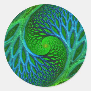 Baum des Lebens Spiralfraktal Runder Aufkleber