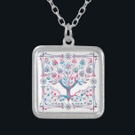Baum des Lebens Spirituelle Natur Versilberte Kette<br><div class="desc">Schöner Baum des Lebens Design in Blau und Rosa Blended Farben.</div>