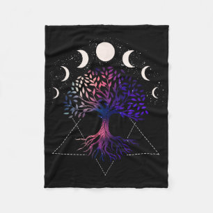 Baum des Lebens Spirituelles Shirt Mondphasen für Fleecedecke