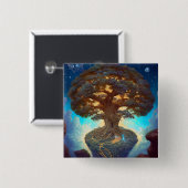 Baum des Lebens surreale Natur Kunst Button (Vorne & Hinten)