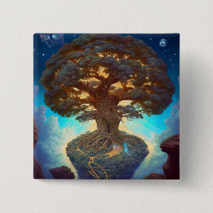 Baum des Lebens surreale Natur Kunst Button