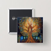 Baum des Lebens surreale Natur Kunst Button (Vorne & Hinten)