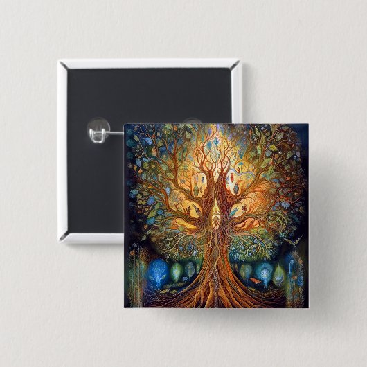 Baum des Lebens surreale Natur Kunst Button (Vorne & Hinten)