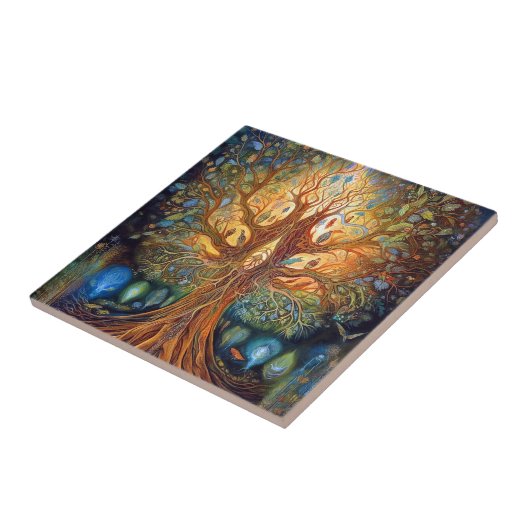 Baum des Lebens surreale Natur Kunst Fliese (Seite)