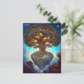 Baum des Lebens surreale Natur Kunst Postkarte (Stehend Vorderseite)