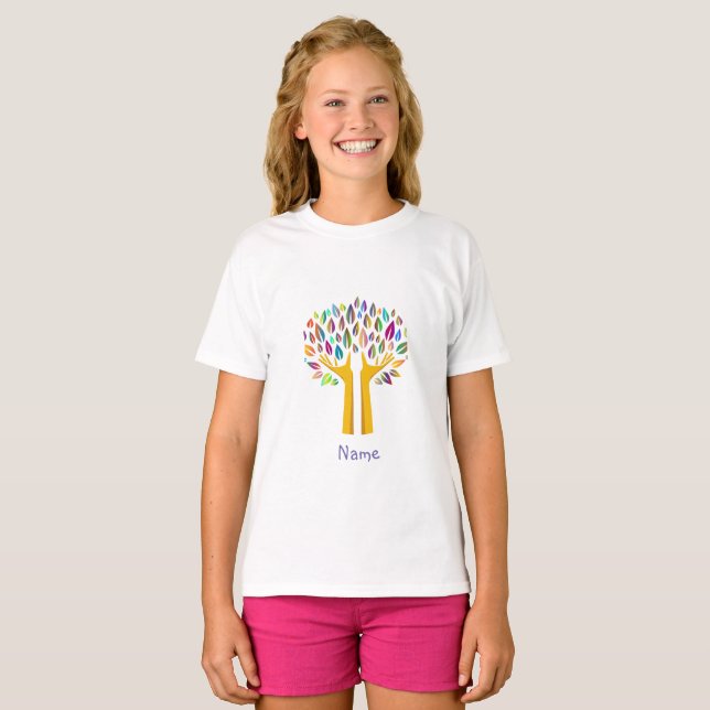 Baum des Lebens Teen und Baby Godchild Personalisi T-Shirt (Vorne ganz)