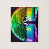 Baum des Lebens umgeben von Regenbogenfarben Puzzle (Vertikal)