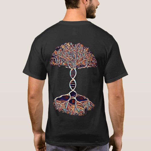 Baum des Lebens und DNA Doppelhelix Strand T-Shirt (Rückseite)