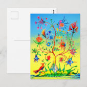 Baum des Lebens und ein Vogel Postkarte (Vorne/Hinten)