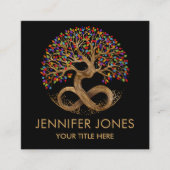 Baum des Lebens - Unendlichkeit - Regenbogen/Chakr Quadratische Visitenkarte (Vorderseite)