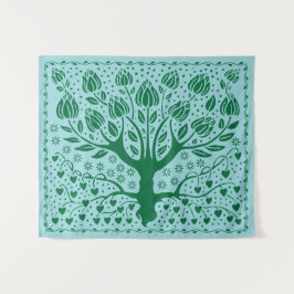 Baum des Lebens Vintag Boho Nouveau mit Herz Wandteppich