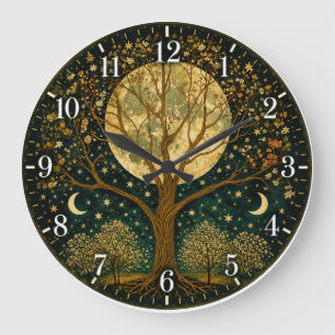 Baum des Lebens Vollmond Große Wanduhr