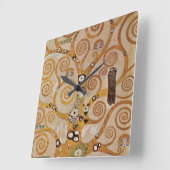 Baum des Lebens von Gustav Klimt, stilisiert Jugen Quadratische Wanduhr (Winkel)
