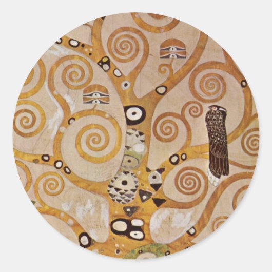Baum des Lebens von Gustav Klimt, stilisiert Jugen Runder Aufkleber (Vorderseite)