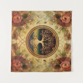 Baum des Lebens von Kedoki Rose Goldstickerei Wandteppich (Vorderseite (Horizontal))