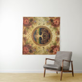 Baum des Lebens von Kedoki Rose Goldstickerei Wandteppich (Beispiel (Horizontal))