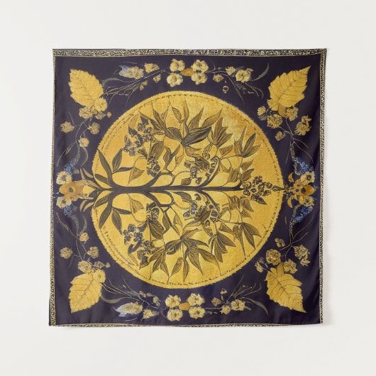 Baum des Lebens von Kedoki schwarzes Gold Stickere Wandteppich (Vorderseite (Horizontal))