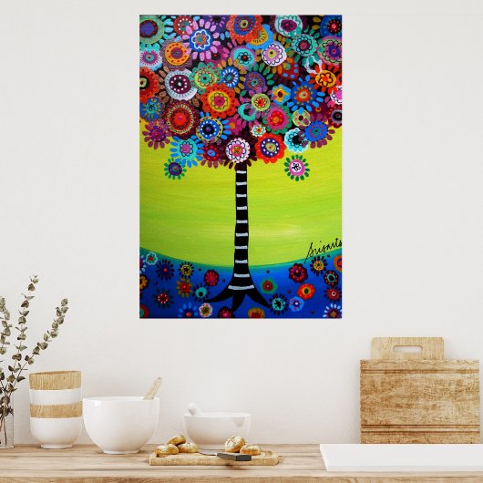 BAUM DES LEBENS WALZBAUMALERIE POSTER (Küche)