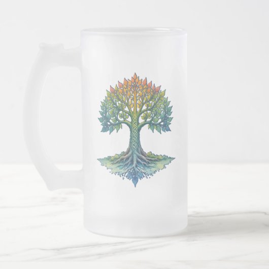 Baum des Lebens - Wandelndes Morgenrot  Mattglas Bierglas (Links)