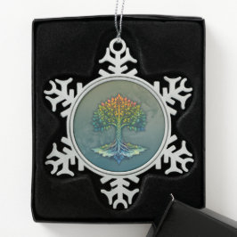 Baum des Lebens - Wandelndes Morgenrot Schneeflocken Zinn-Ornament