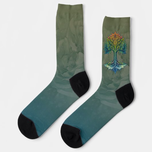 Baum des Lebens - Wandelndes Morgenrot Socken (Linkes Detail)