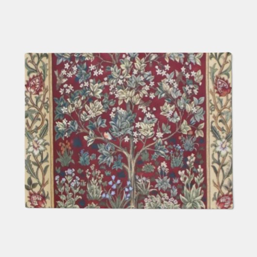 Baum des Lebens William Morris Rot Fußmatte (Vorderseite)