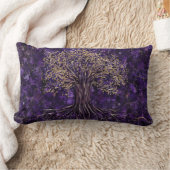 Baum des Lebens - Yggdrasil Amethyst und Gold Lendenkissen (Decke)