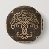 Baum des Lebens - Yggdrasil auf keltischem Muster Button (Vorderseite)