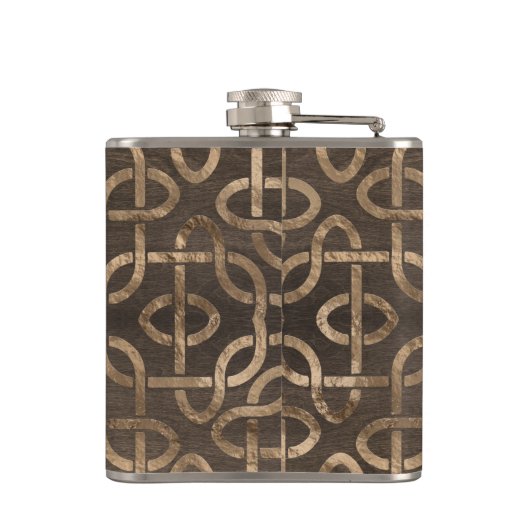 Baum des Lebens - Yggdrasil auf keltischem Muster Flachmann (Rückseite)