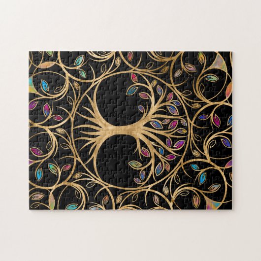 Baum des Lebens - Yggdrasil - farbenfrohe Blätter Puzzle (Horizontal)