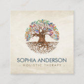 Baum des Lebens - Yggdrasil - farbenfrohe Blätter Quadratische Visitenkarte (Vorderseite)