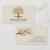 Baum des Lebens - Yggdrasil - farbenfrohe Blätter Visitenkarte (Vorne/Hinten)