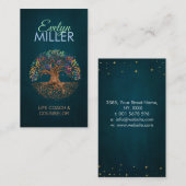 Baum des Lebens - Yggdrasil - farbenfrohe Blätter Visitenkarte (Vorne/Hinten)