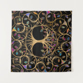 Baum des Lebens - Yggdrasil - farbenfrohe Blätter Wandteppich (Vorderseite (Horizontal))