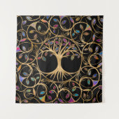 Baum des Lebens - Yggdrasil - farbenfrohe Blätter Wandteppich (Vorderseite)