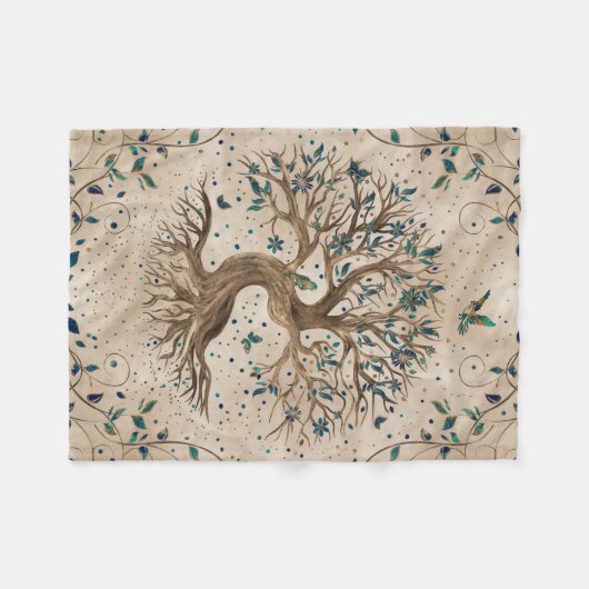 Baum des Lebens - Yggdrasil Fleecedecke (Vorderseite (Horizontal))
