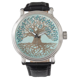 Baum des Lebens - Yggdrasil - Gentle blue Armbanduhr