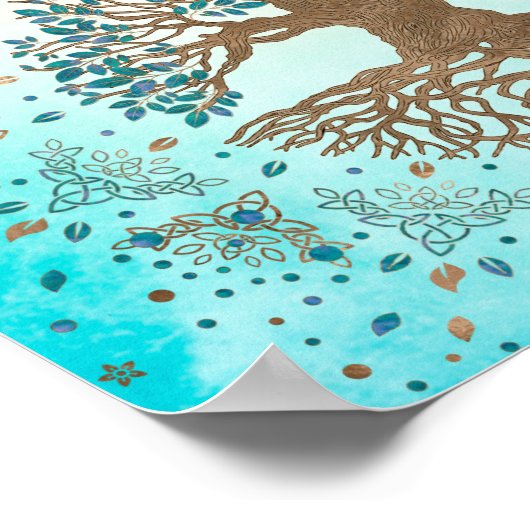 Baum des Lebens - Yggdrasil - Gentle blue Poster (Ecke)