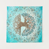 Baum des Lebens - Yggdrasil - Gentle blue Wandteppich (Vorderseite (Horizontal))